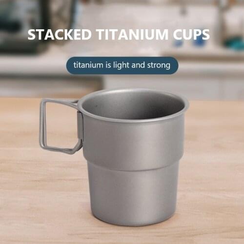 Lightweight Titanium Flatware Stackable Water Cup Mug Tableware Outdoor Cookware Dinner For Travel Camping Portable Water Cup