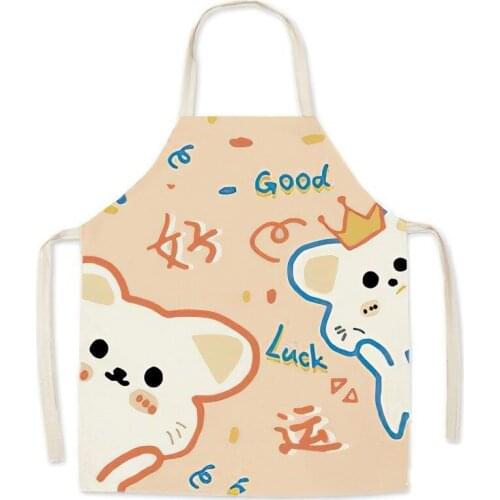 Flax Large Apron Cartoon Adult Child OilProof Leeveless Bib Waterproof Baking Accessories Clean Tool Household Kitchen Supplies