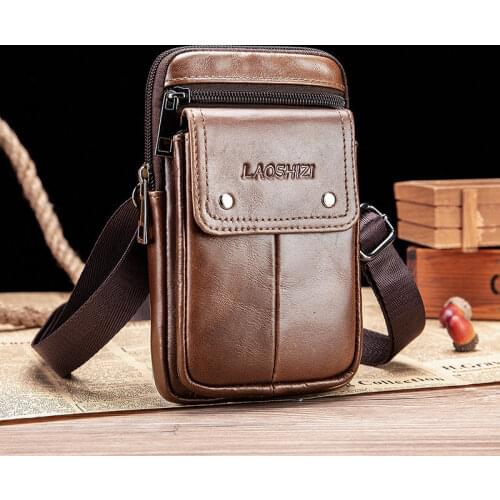 Genuine Leather Male Waist Packs Belt Bags Small Messenger Shoulder Crossbody Purse Men Phone Pouch Blosa Business Travel Gift