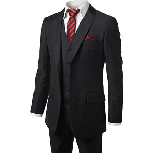 Terno mens suits with pants Business Suits High Quality Single Button Wedding Suit Jacket Coat(Jacket+Vest+Pants)costume homme
