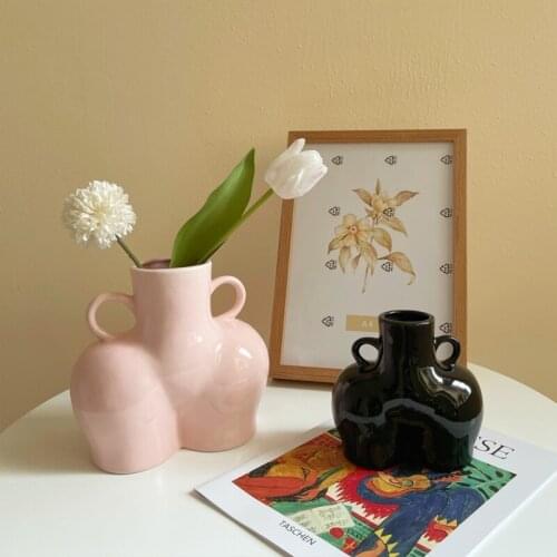 Nordic ins style human body shape ceramic vase creative home decoration vase art nude abstract flower arrangement ornaments