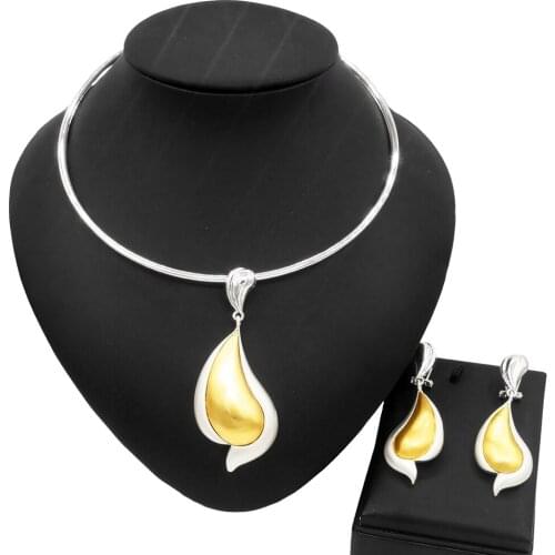 Yulaili 2021 News electroplated silver necklace jewelry set and African Indian bridal womans earrings fashion jewelry sets Gift