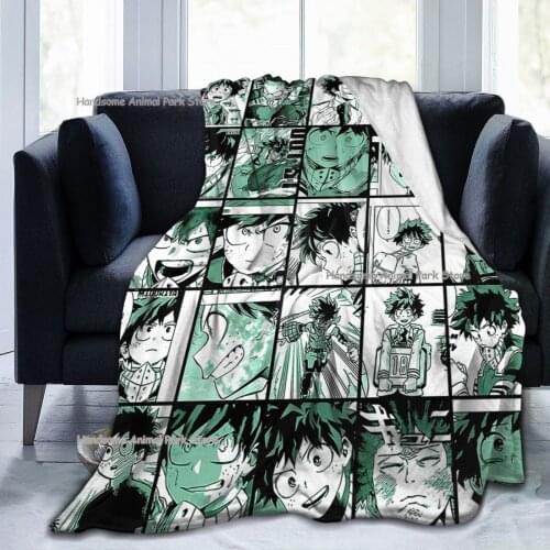 My Hero Academia Collage Anime Midoriya Izuku Throw Blanket Fuzzy Warm Throws for Winter Bedding3D Printing Soft Micro Fleece