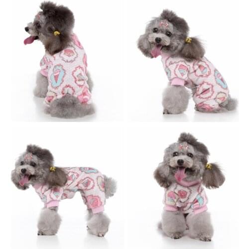 Pet Dogs Clothing Cute Printed Small Dogs Pajamas Fleece Coat Puppy Jumpsuit For Dog Chihuahua Pomeranian Cat Clothes