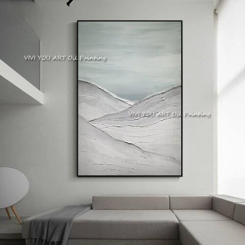 Original Abstract Art Painting Grey Oil Painting Posters Handmade Wall Art Canvas Pictures for Living Room Home Decoration