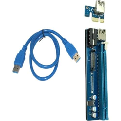 Pci-E 1X to 16X Adapter Card, 4Pin+Sata Dual Interface Mining Cable Special Adapter Card Compatible with Win7/8/10