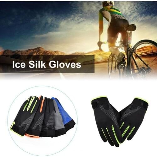 1 pair of ice silk gloves full-finger breathable unisex outdoor sports touch screen rock climbing fitness cycling gloves