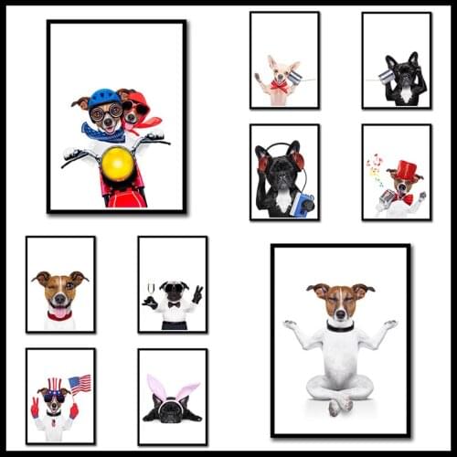 Nordic Style Boxing Dog White Coated Paper Poster Art Print Painting Animal Wall Pictures For Kids Room Home Decoration
