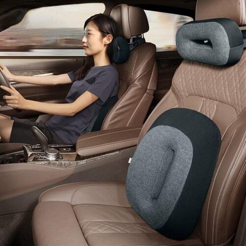 Car Headrest Waist Pillow 3D Memory Foam Seat Support for Home Office Neck Rest Breathable Car Back Lumbar Cushion