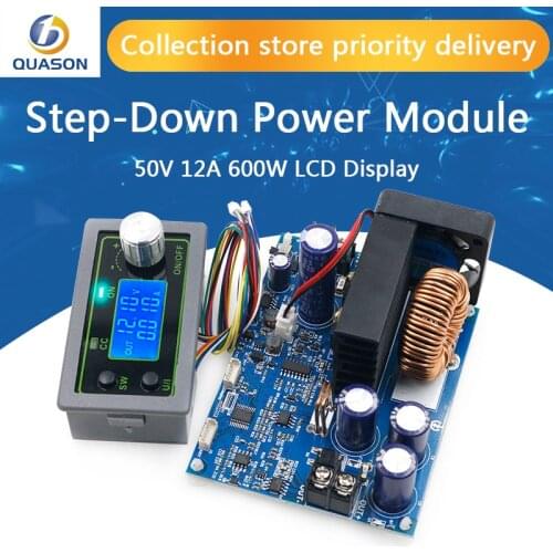 50V12A 600W CNC step-down adjustable power supply module, volt-ampere meter, DC stabilized voltage, LCD display