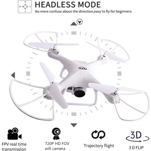 RC Drone Camera 720P HD Helicopter with Adjustable Wide-Angle Aerial Photograph Headless Mode 2.4Ghz 4 Ch 6 Axis Remote Control