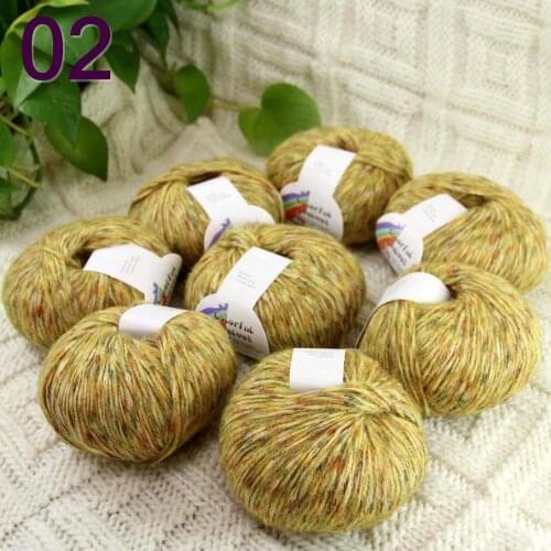 Sale of colorful wool 8ballsX50g thread camel hair color broken dyed line knitted scarf coat line mohair Colorful yellow 02