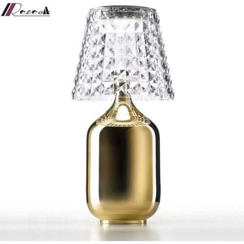 Luxury Gold wireless table lamp USB Charging living room hotel bedside led lights for dining table