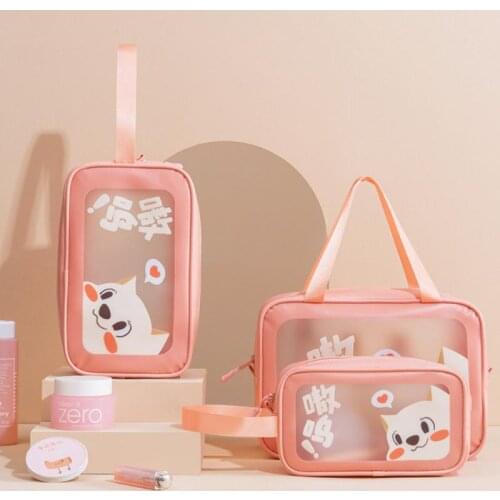 S/M/L PVC Waterproof Storage Bag For Toiletries Cosmetic Cute Handheld Convenient Travel Makeup Organizer Case Female Wash Bag