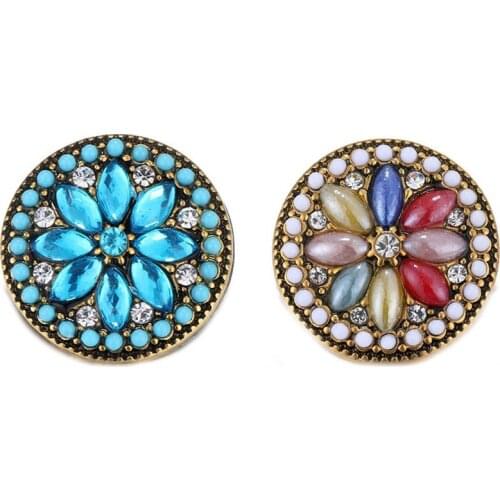 10pcs/lot New Snap Jewelry Red Rhinestone flower Metal 18MM Snap Buttons Fit Silver Snap Bracelet necklace bangle Jewel