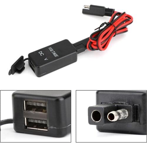 Areyourshop Universal Charger Power Adapter LED Voltmeter SAE Charging Adapter for Car Motor Dual USB Port 4.2A Voltage Display