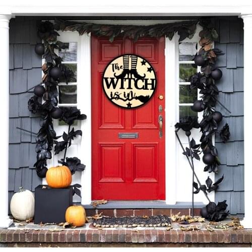 The Witch Is In Door Hanger Wood DIY, Unfinished Wood Halloween Blanks to Decorate, Halloween Witch Home Decor