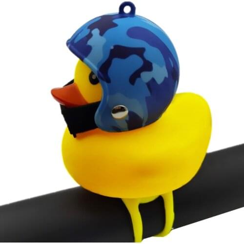 Bicycle Horn Cute Duck Helmet Flash Light with Strap Night Warning Light Kid Rubber Duck Toy Mountain Bike Scooter Light Decora