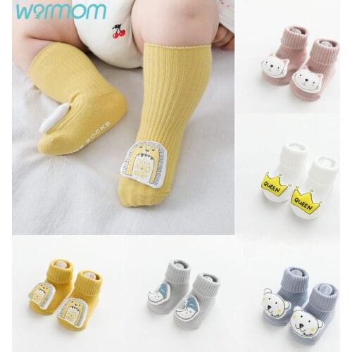 Warmom Cartoon Printing Doll In Tube Baby Socks Non-slip Toddler Baby Socks Cotton Children Floor Socks Newborn Kids Sock Girls