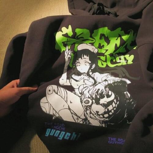 Japanese Casual Long Sleeve Anime Hoodies Women Hip Hop Harajuku Kawaii Autumn Loose Plus Size Vintage Hooded Y2K Sweatshirt