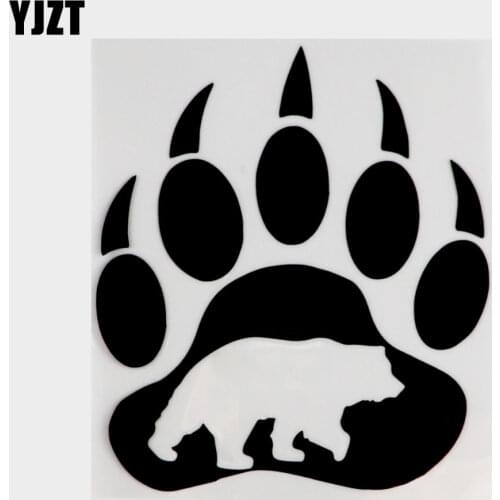 YJZT 13.3CM*15.2CM Bear In Bear Paw Car Sticker Personality Decoration Car Trunk Vinyl Decal Black/Silver C4-1382