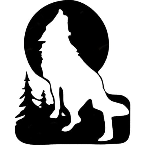 Funny Wolf Call Applique High Quality Car Window Decoration Personality Pvc Waterproof Applique Black/white, 15cm*12cm