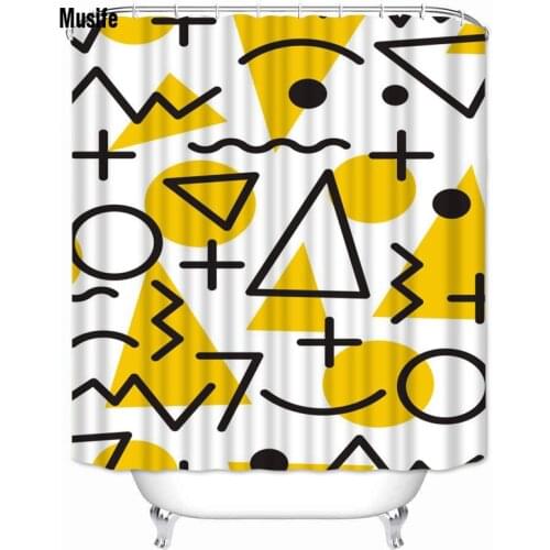Musife Custom High Quality Geometry Shower Curtain Waterproof Bathroom Polyester Fabric Bathroom Curtain