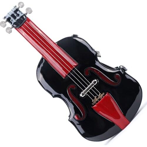 Women Leather Patchwork Embroidery Shoulder Bags Female Messenger Bag Braccialini Brand Style Handicraft Cartoon Violin Shape