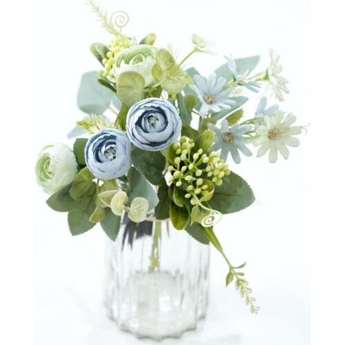 1 Bouquet Portable Fake Flower Bouquet Artificial Rose Flower Vivid Room Decoration DIY Simulation Camellia for Wedding