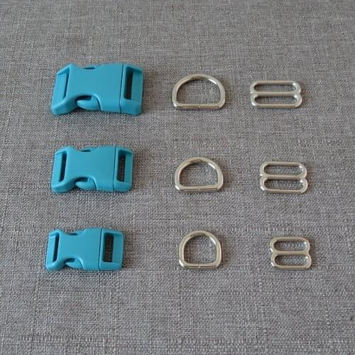 1 Set/Lot 15mm 20mm 25mm Plastic Buckle Metal D Ring Webbing Straps Belt Slider For Pet Dog Collar Hardware Harness Accessory