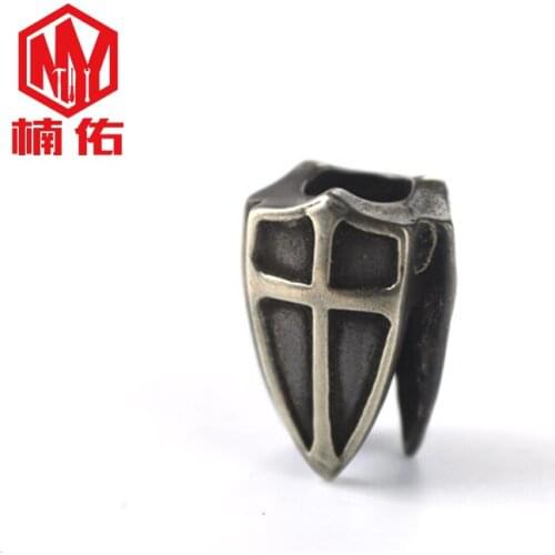 1PCS White Copper Cross Shield Knife Beads EDC Paracord Beads Outdoor Tools Flashlight Copper Accessories