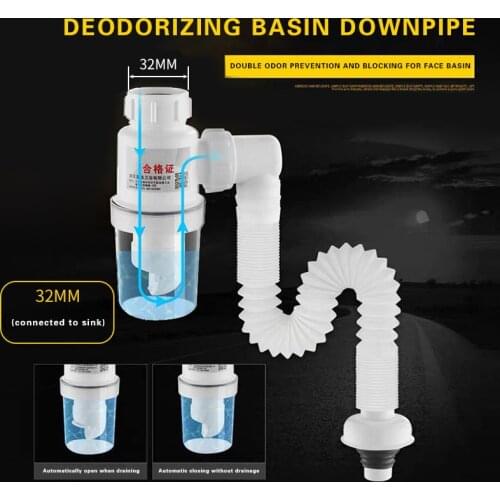 1Pcs Plastic Deodorant Wash Machine Pipe Connector Tools Sealing Plug Trap Anti-odor Telescopic Sewer Pipe Accessories