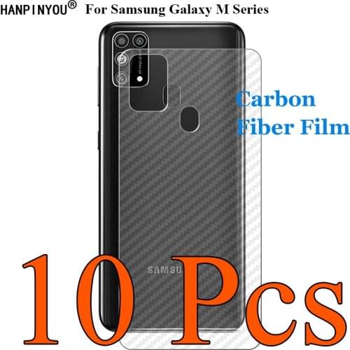 10 Pcs For Samsung Galaxy M02s M21s F41 M31s M51 M40 3D Transparent Carbon Fiber Rear Back Film Skin Screen Protector Sticker