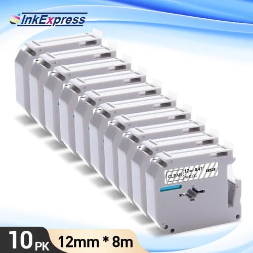 10 Pack 12mm MK Tape MK131 MK-131 M-K131 Compatible Brother Label Tape Brother P Touch Label Printer Ribbon PT70 PT80 PT110 PT65