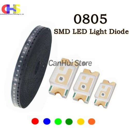 100pcs 0805 (2012) SMD LED Emitting Diode Kit Lamp Chip Light Beads White Red Green Blue Yellow Orange UV Pink Micro 3V SMT