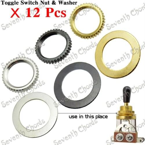 12 Sets Electric Guitar Toggle Switch Nut Washer Pickup Selector Switch Nut Gasket (M12) Silver & Black & Gold For Choose