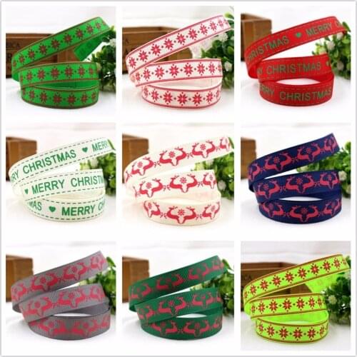 1591939,16mm 10yard Christmas series, printed grosgrain ribbon, DIY craft materials, Christmas style