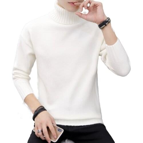 2020 Men Winter High Neck Thick Warm Sweater Men Turtleneck Brand Mens Sweater Slim Fit Double Collar Pullover Men Knitwear Male