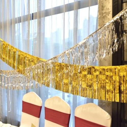 35*120cm Golden Silver Metallic Foil Fringe Rain Curtains For Wedding Birthday Proposal Festival Deco Party Backdrop Photo Props