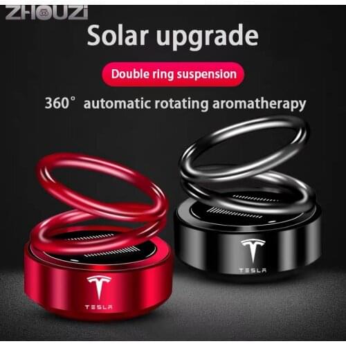 Car Air Freshener Solar Auto Rotation Double Ring Scent Decor For Tesla Model 3 Model S Model X Model Y Car Accessories