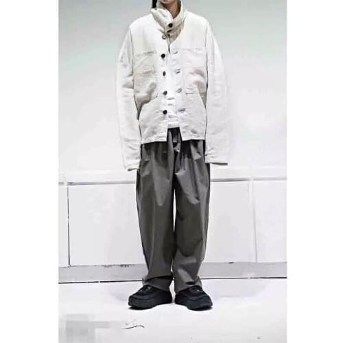 Mens new solid color loose fashion lace up wide leg pants pants, skirts and pants, high street dark Yamamoto performance
