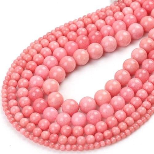 Angelite Pink Chalcedony Jades Bead Round Natural Loose Stone Beads For Jewelry Making DIY Bracelet Accessories 4/6/8/10/12mm