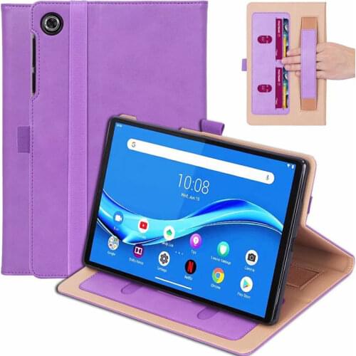 20PCS/Lot Handstrap Folio Stand PU Case For Lenovo Tab M10 M8 TB-8705/8505 Plus X606 X605 Luxury Tablet Cover