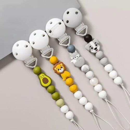 Baby Pacifier Clips Chain Silicone Beads BPA Free DIY Dummy Clip Holder Soother Chains Baby Teething Toys Chew Gifts