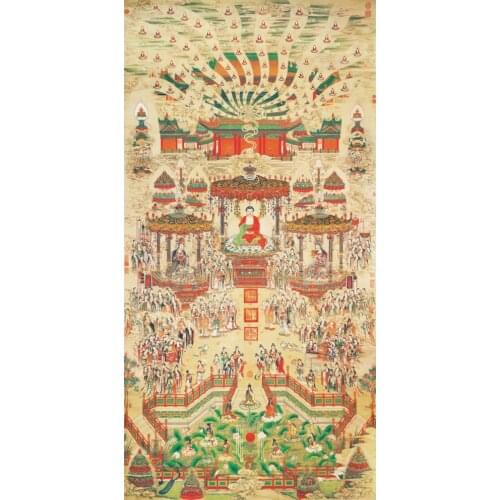 Elysian Fields Buddha Thangka Painting Printings HD Print on Paper Home Decor Living Room Wall Art Buddhist Picture