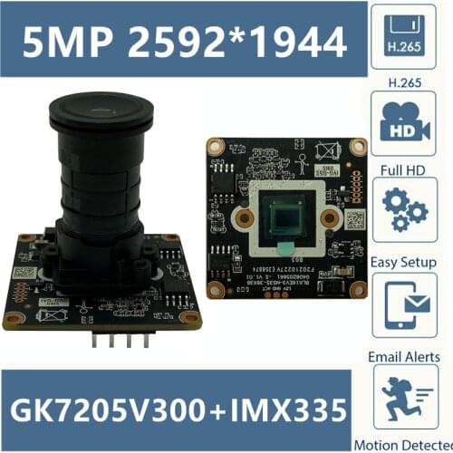 F1.0 Lens 3516EV300+Sony IMX335 5MP 2592*1944 IP Camera Module Board H.265 Low illumination 650nm Filter All Color Onvif XMEYE