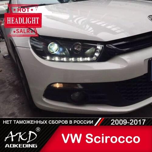 For Car VW Scirocco Head Lamp 2009-2017 Car Accessory Fog Lights Day Running Light DRL H7 LED Bi Xenon Bulb Scirocco Headlights