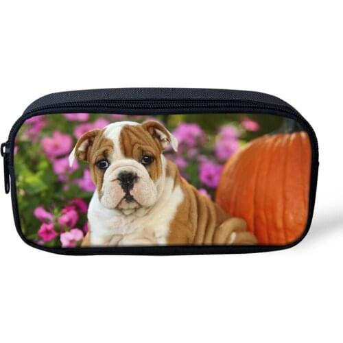 HaoYun Kids Fashion Pen Bags Little Bulldogs Prints Pattern Students Stationery School Supplies Pencil Box Cartoon Beautician