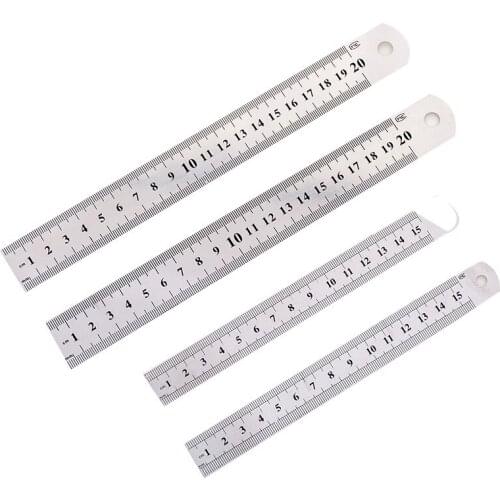 Kawaii 15CM Stainless Steel Straight Metal Ruler Parallel Scale Rulers For Drawing Painting Korean Stationery School Supplies