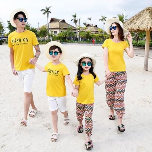 Parent-Child Summer Clothes 2019 New Family Clothes Seaside Holiday Clothes Mother-Child Family Four Family Clothes